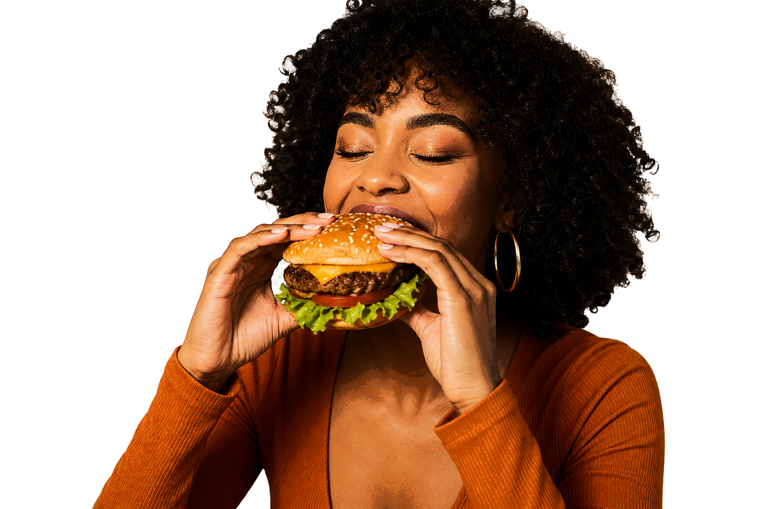 Cliente savourant un burger DoWhile Food