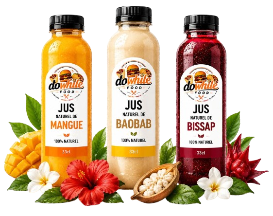 Jus naturels DoWhile Food — Mangue, Baobab et Bissap, 100% naturel